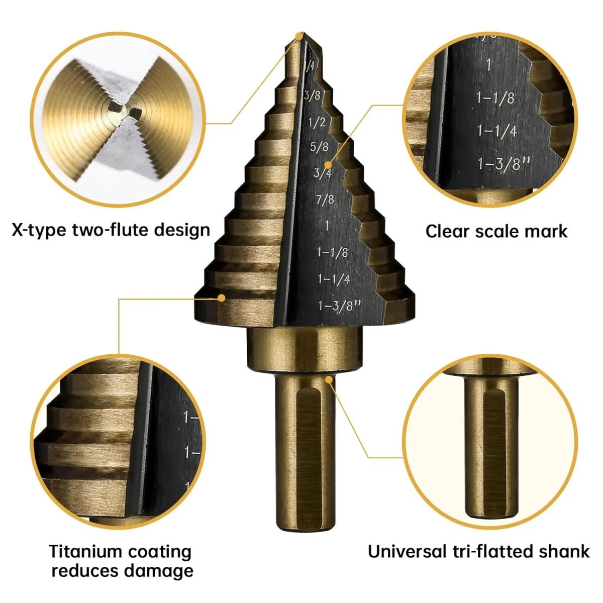 5pcs  Cobalt Step Drill Bit Se - Hardware ulasan dan harga