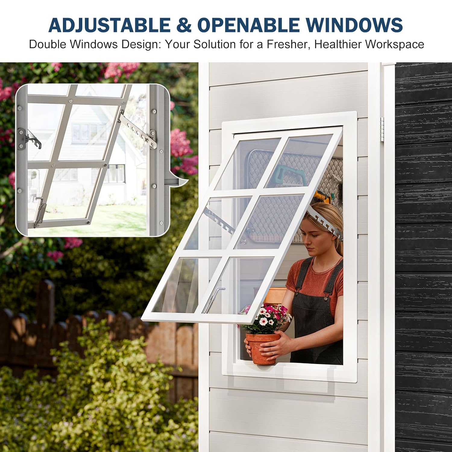 Resin Storage Shed w/Floor & O - Garden Tools ulasan dan harga