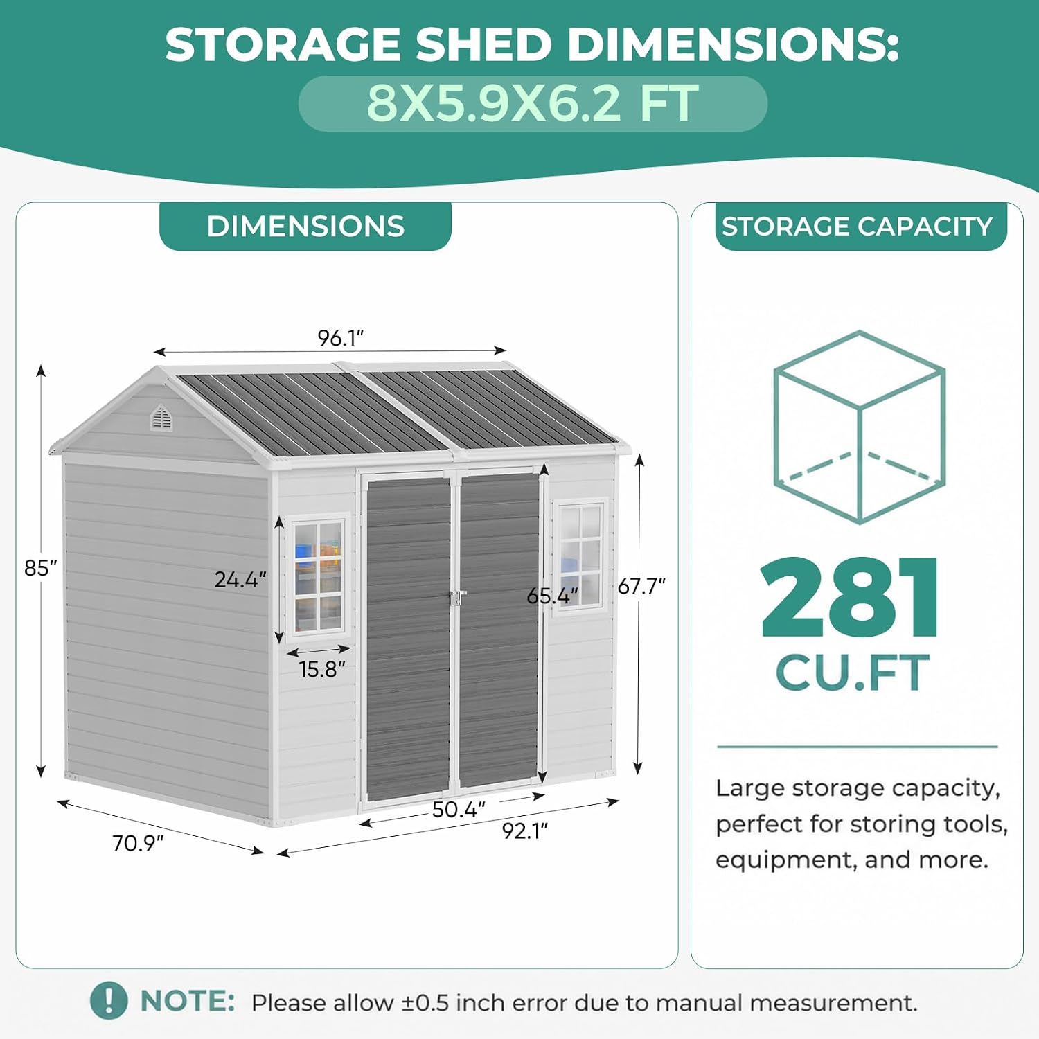 8x6 FT Resin Storage Shed with - Garden Tools ulasan dan harga